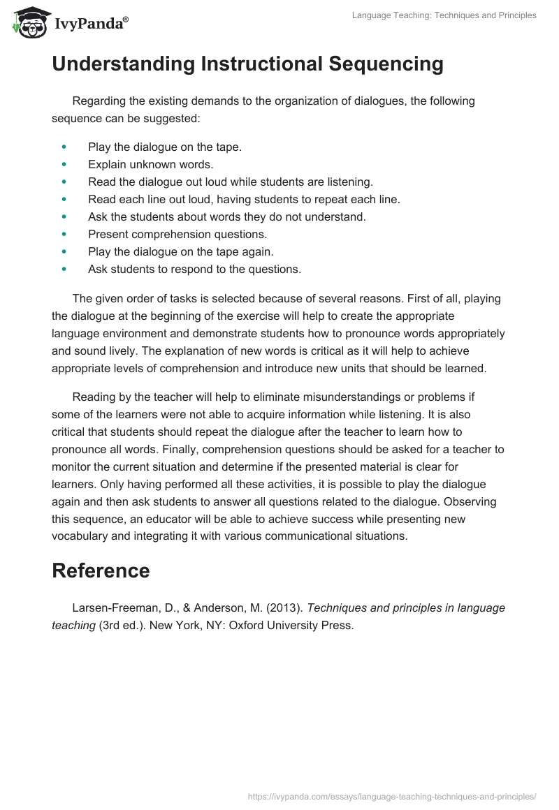 Language Teaching: Techniques and Principles. Page 2