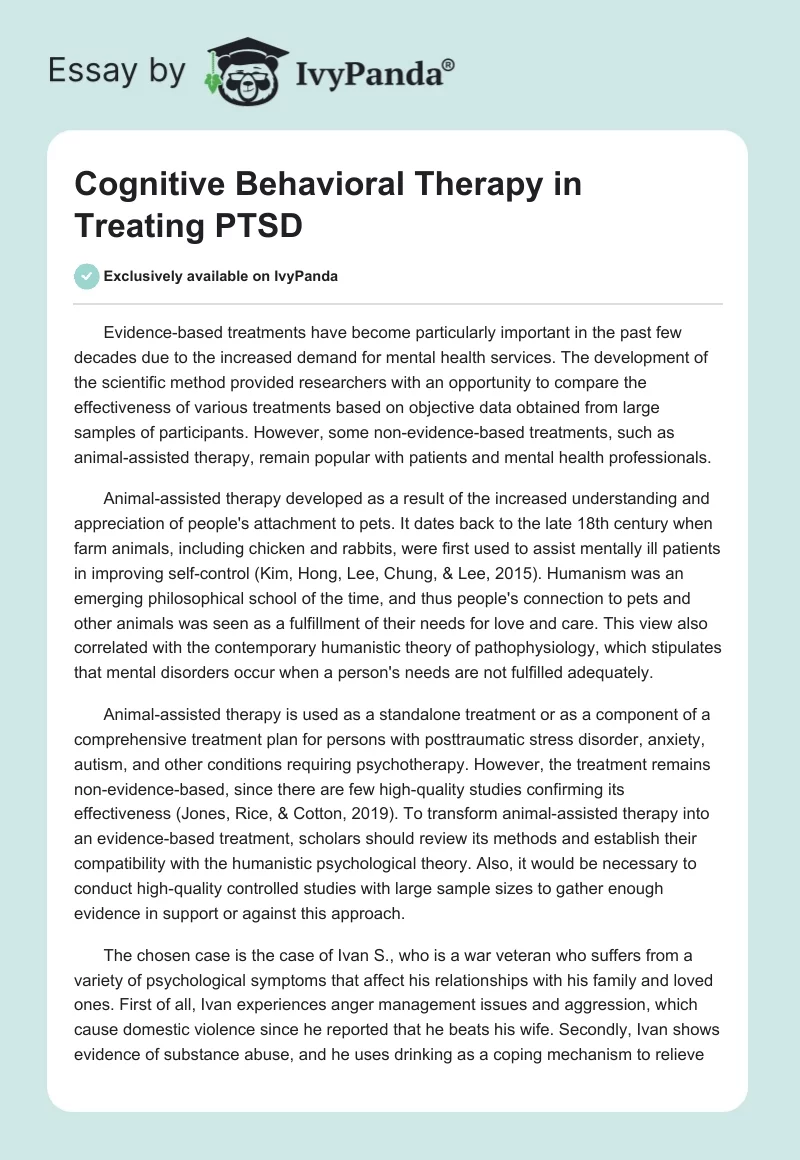 Cognitive Behavioral Therapy in Treating PTSD. Page 1