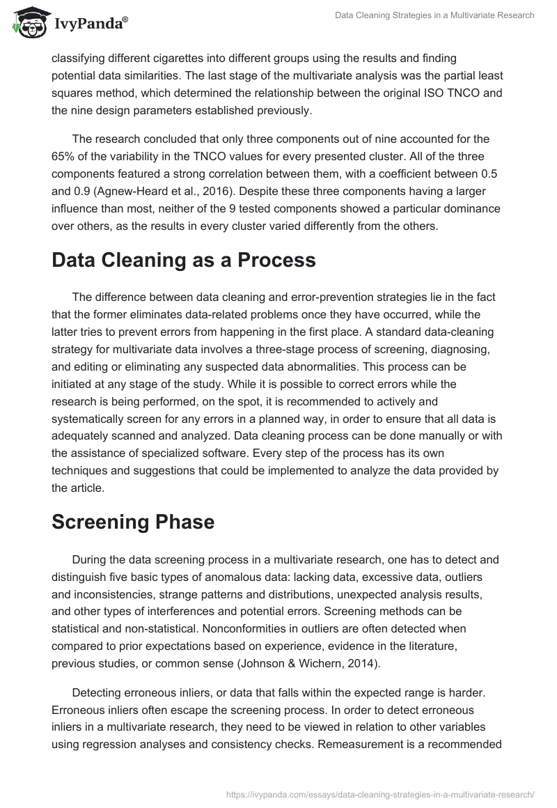 Data Cleaning Strategies in a Multivariate Research. Page 2
