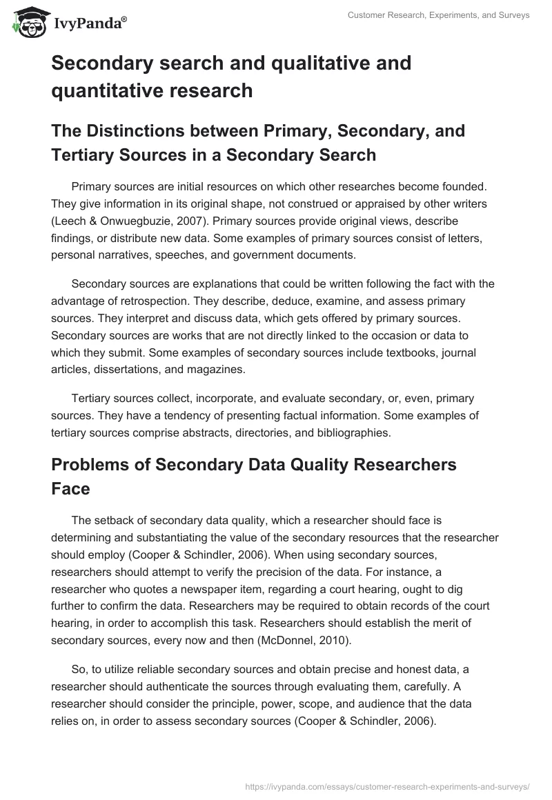 Customer Research, Experiments, and Surveys. Page 4