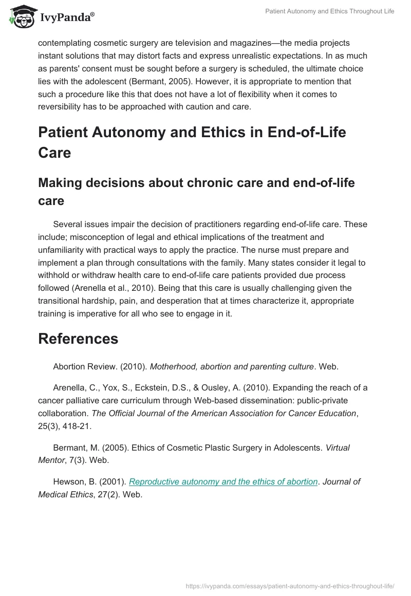Patient Autonomy and Ethics Throughout Life. Page 2