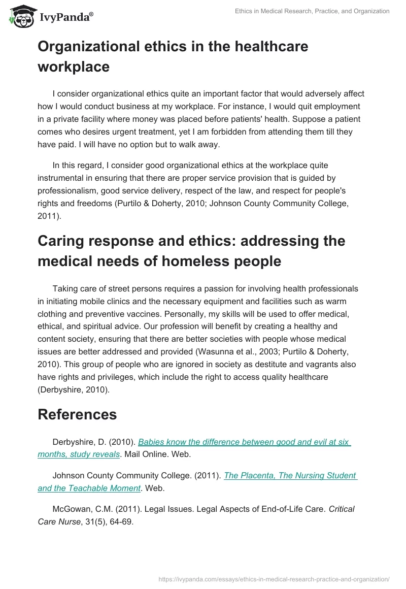Ethics in Medical Research, Practice, and Organization. Page 2