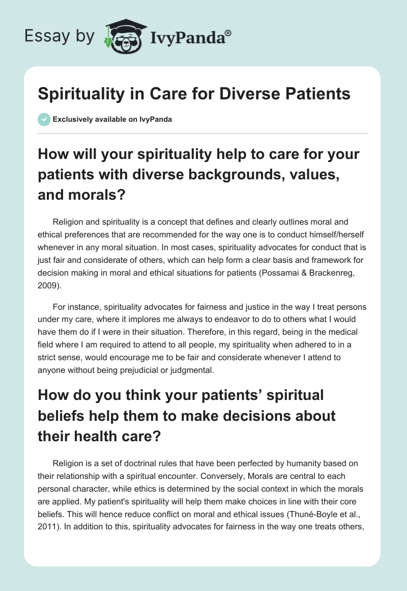 Spirituality in Care for Diverse Patients. Page 1