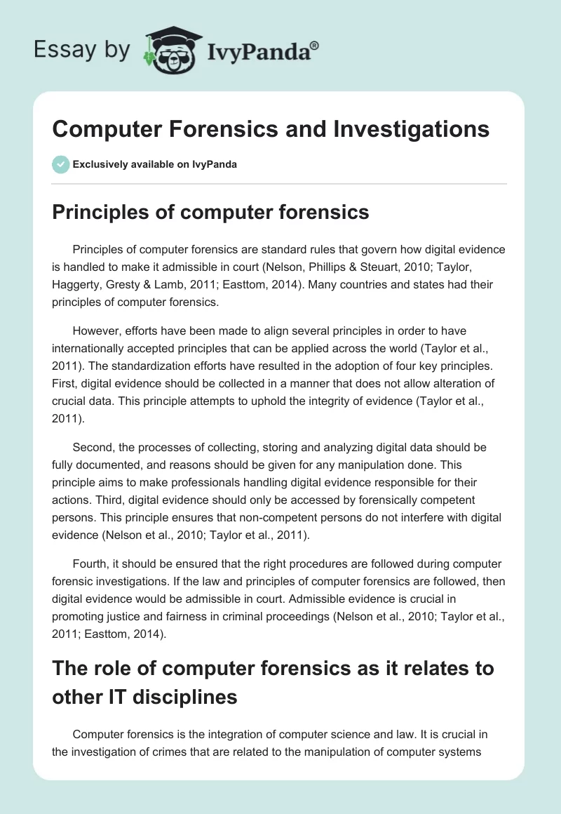 Computer Forensics and Investigations. Page 1