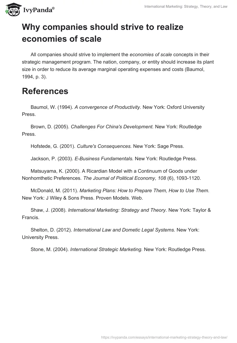International Marketing: Strategy, Theory, and Law. Page 4