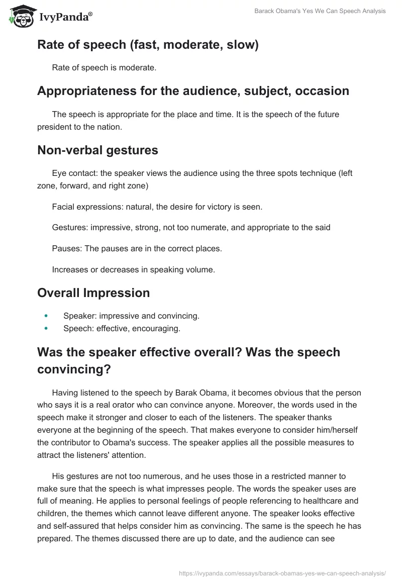 Barack Obama's "Yes We Can" Speech Analysis. Page 3