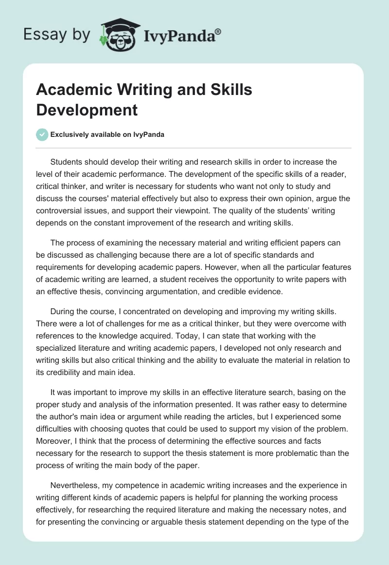 Academic Writing and Skills Development. Page 1