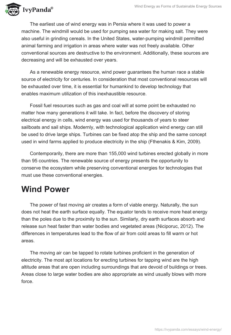 Wind Energy as Forms of Sustainable Energy Sources. Page 2