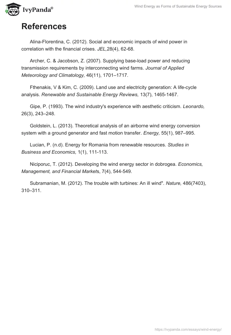Wind Energy as Forms of Sustainable Energy Sources. Page 5