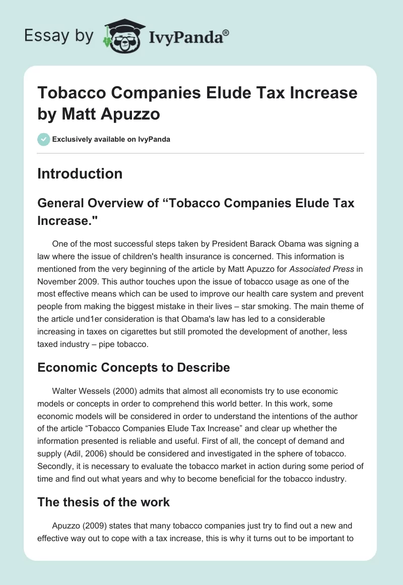 "Tobacco Companies Elude Tax Increase" by Matt Apuzzo. Page 1