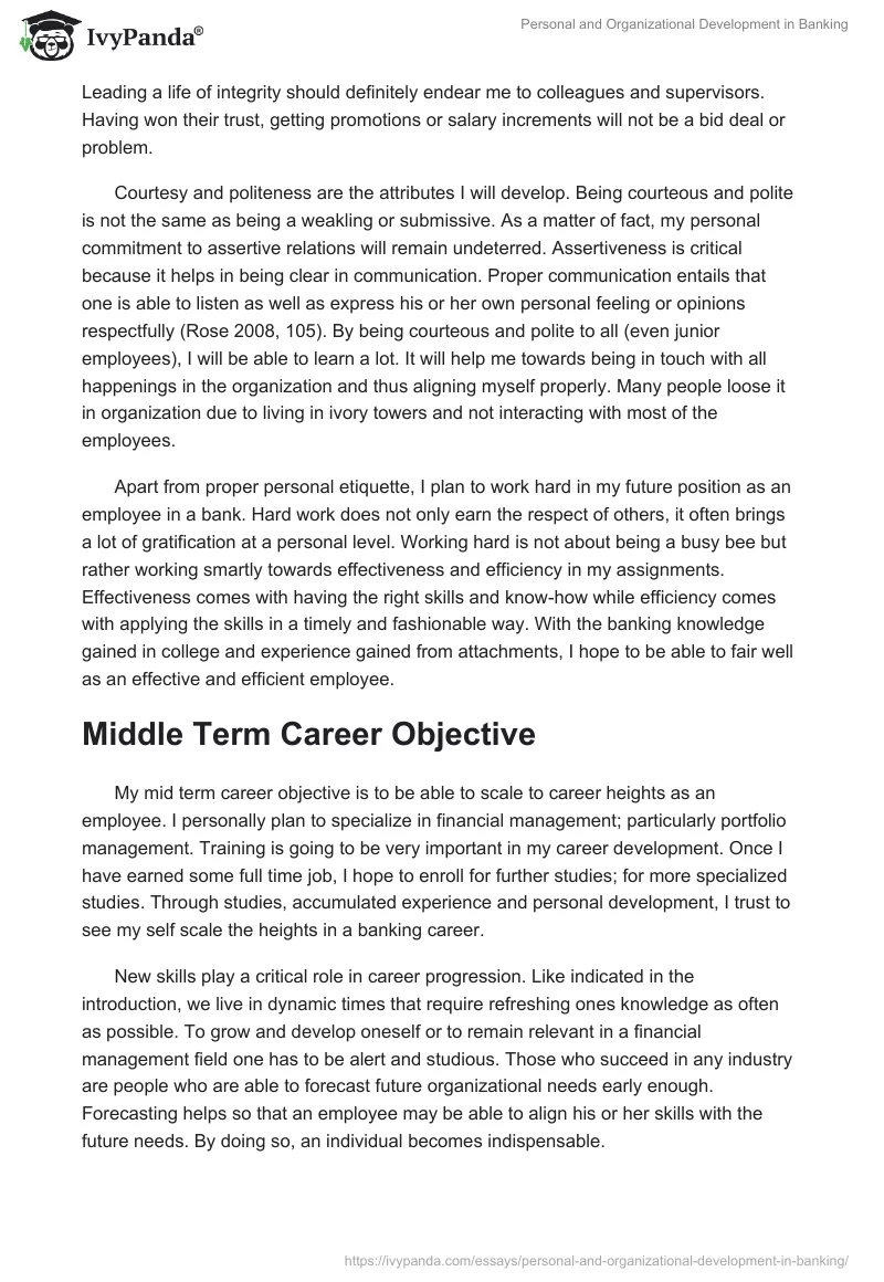 Personal and Organizational Development in Banking. Page 4