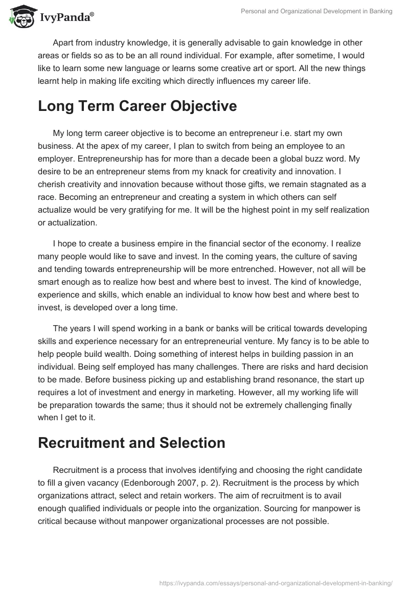 Personal and Organizational Development in Banking. Page 5