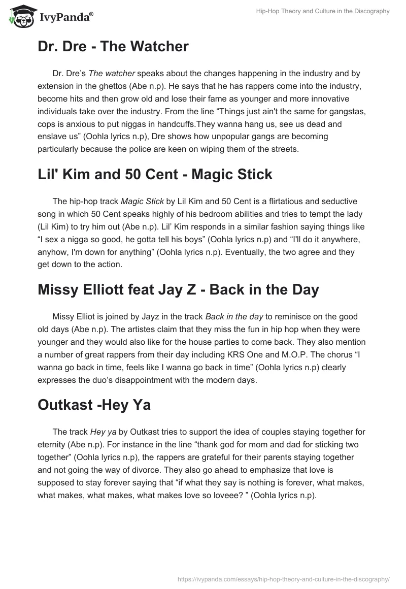 Hip-Hop Theory and Culture in the Discography. Page 4