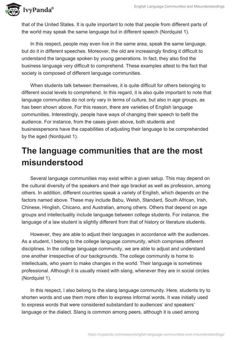 English Language Communities and Misunderstandings. Page 2