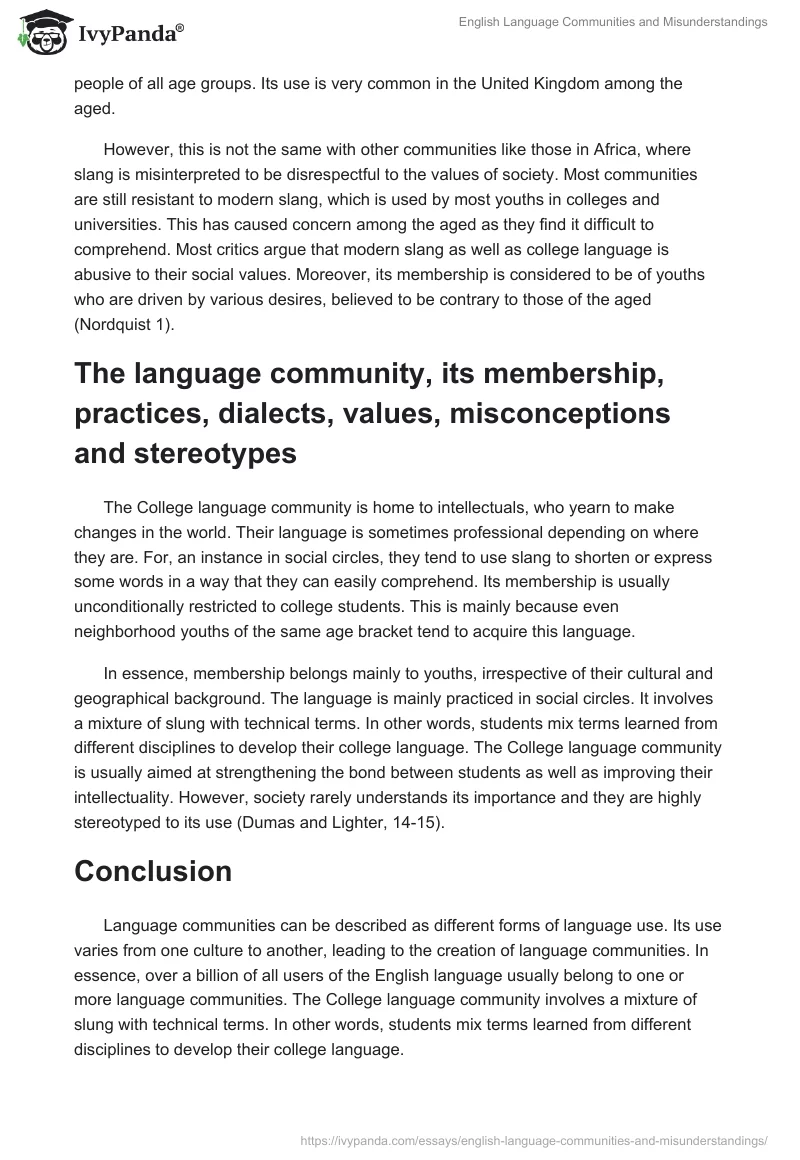 English Language Communities and Misunderstandings. Page 3