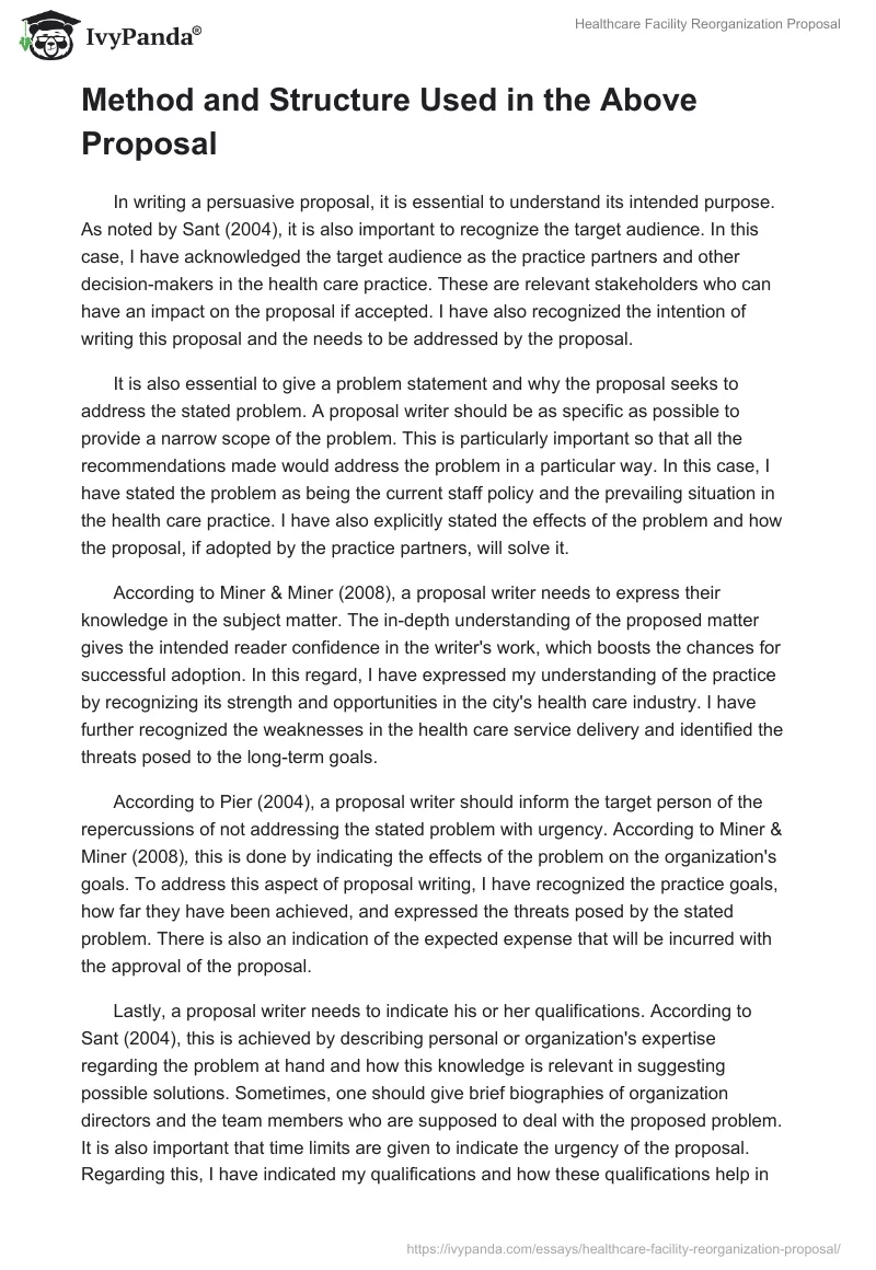 Healthcare Facility Reorganization Proposal. Page 2