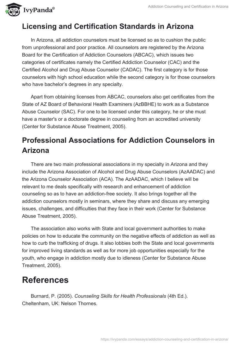 Addiction Counseling and Certification in Arizona. Page 4