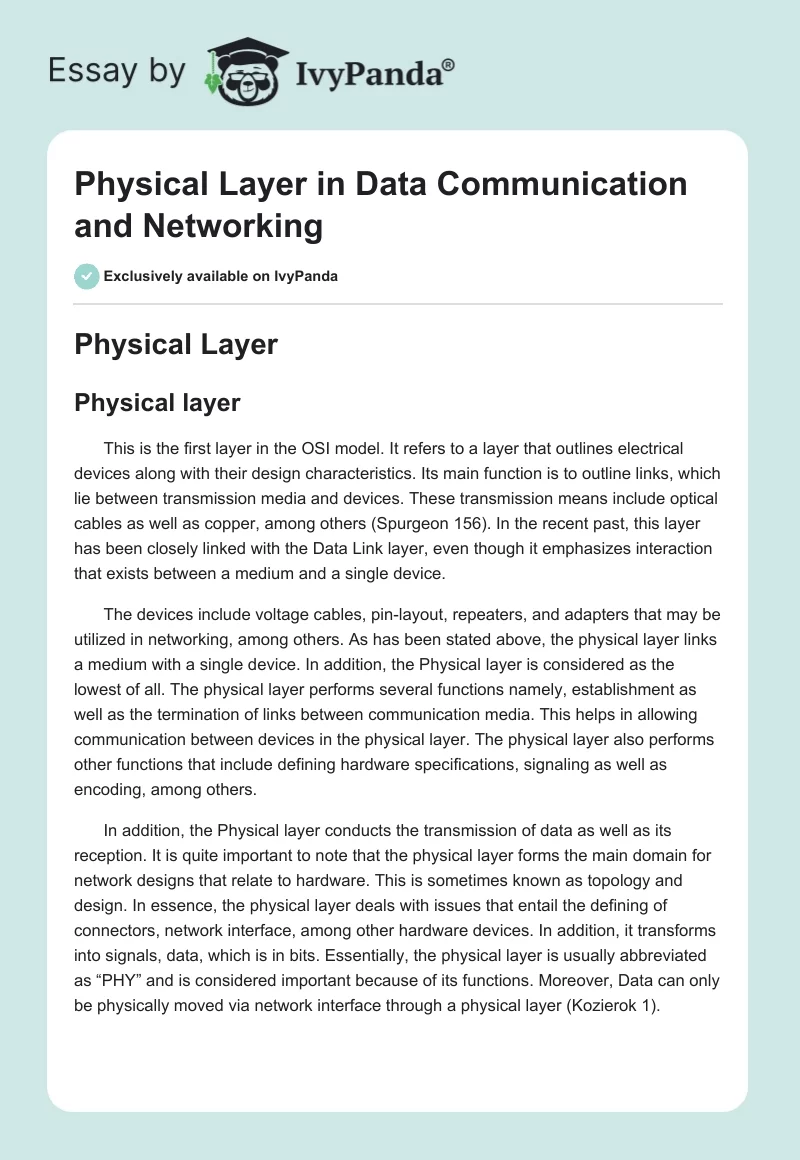 Physical Layer in Data Communication and Networking. Page 1