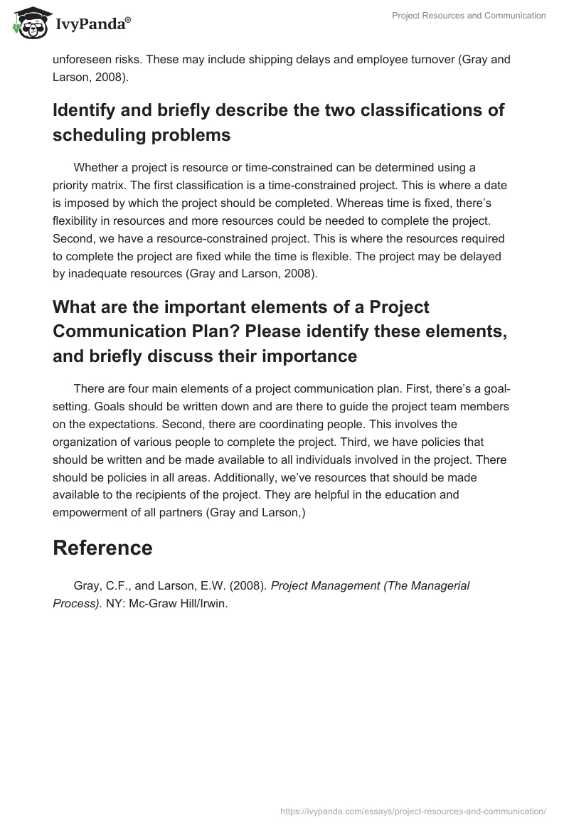 Project Resources and Communication. Page 3