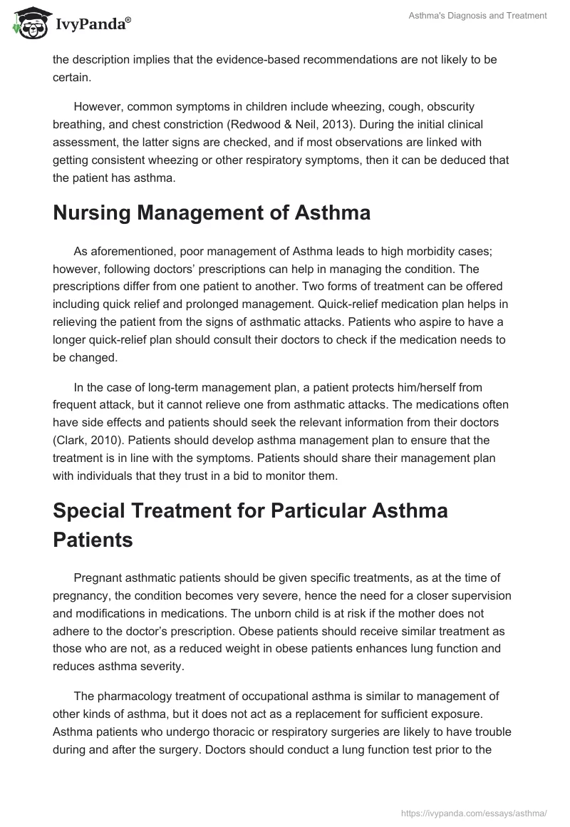 Asthma's Diagnosis and Treatment. Page 3