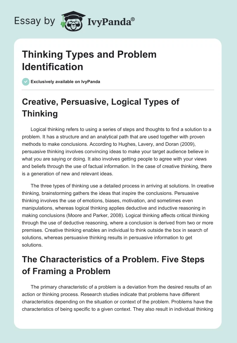 Thinking Types and Problem Identification. Page 1