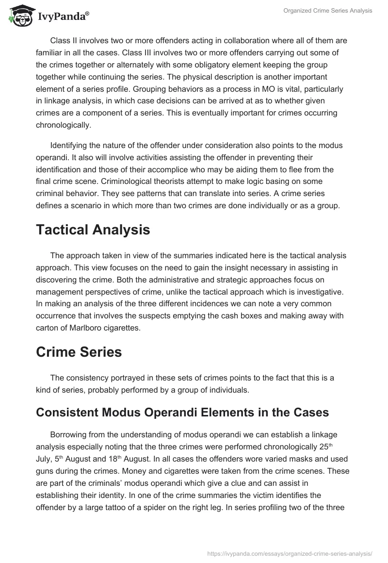 Organized Crime Series Analysis. Page 2