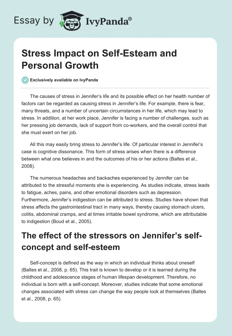 Stress Impact on Self-Esteam and Personal Growth. Page 1
