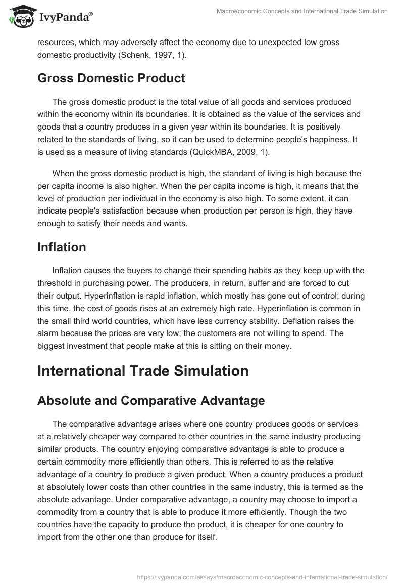 Macroeconomic Concepts and International Trade Simulation. Page 2
