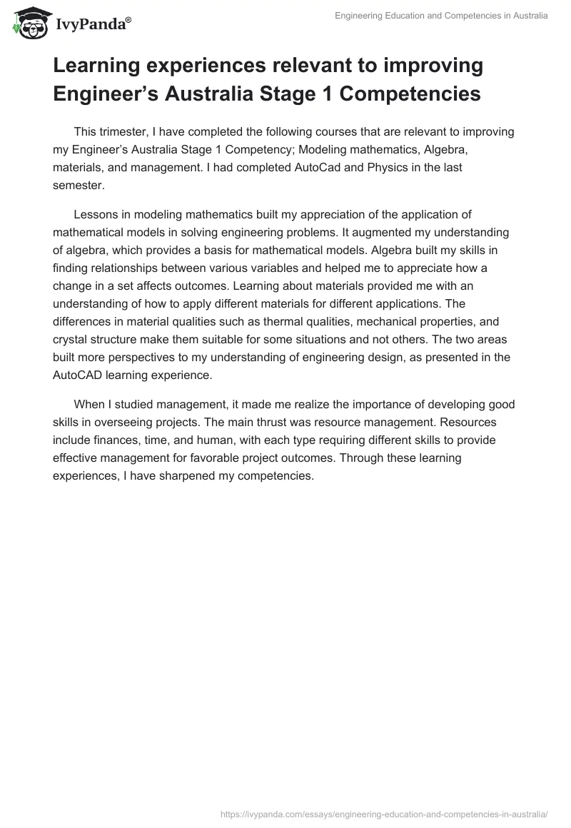 Engineering Education and Competencies in Australia. Page 4