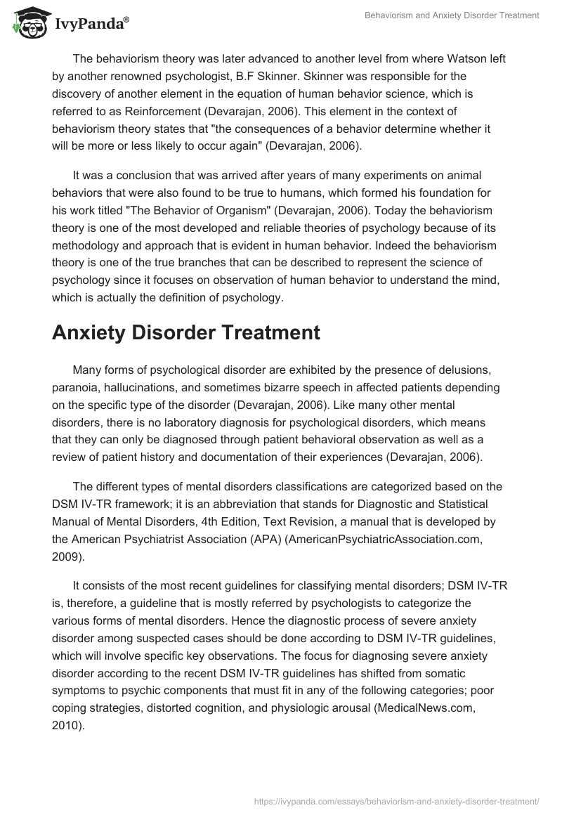 Behaviorism and Anxiety Disorder Treatment. Page 2