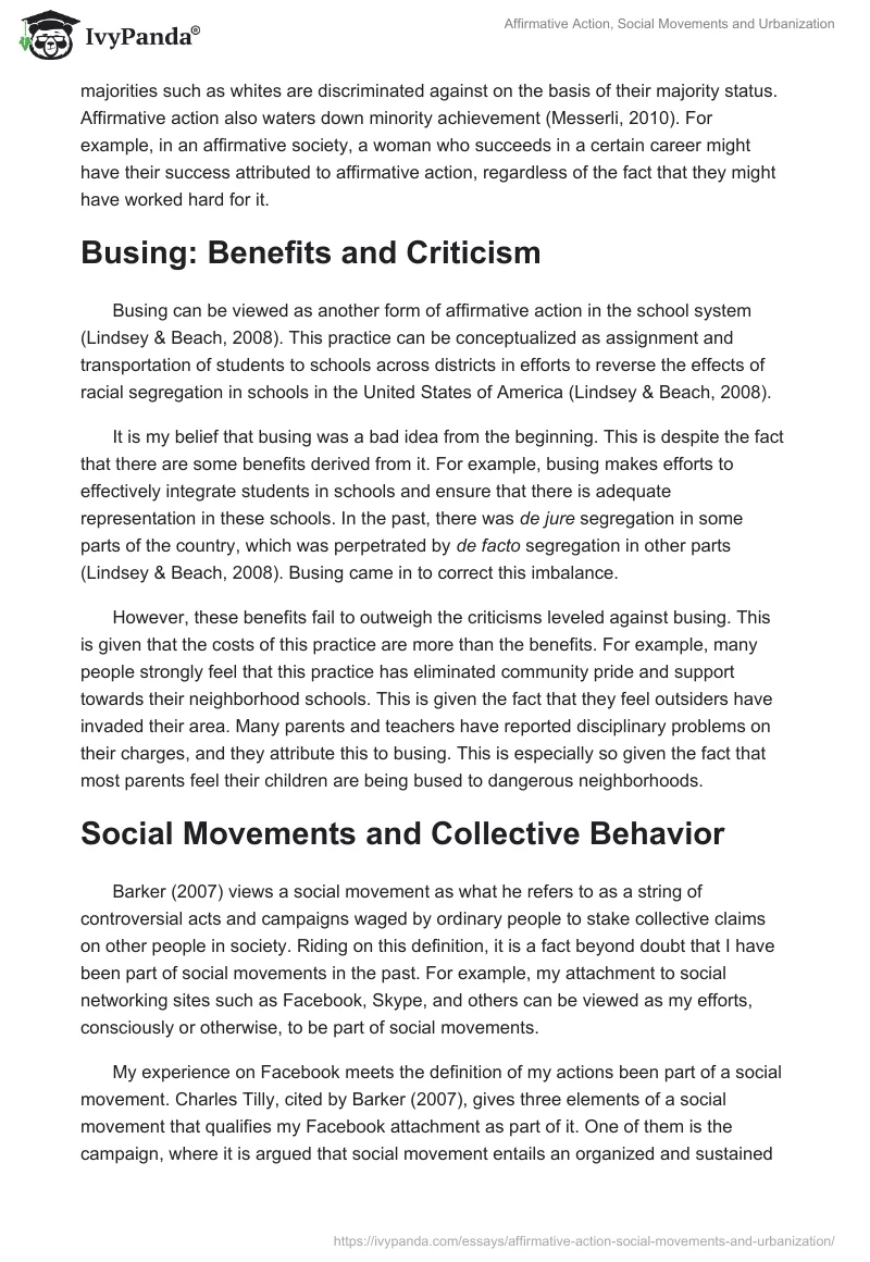 Affirmative Action, Social Movements and Urbanization. Page 2