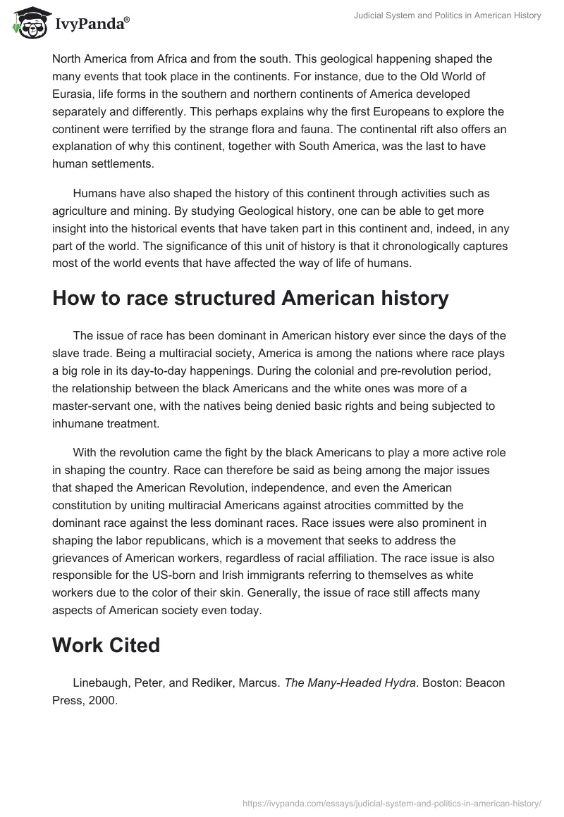 Judicial System and Politics in American History. Page 3