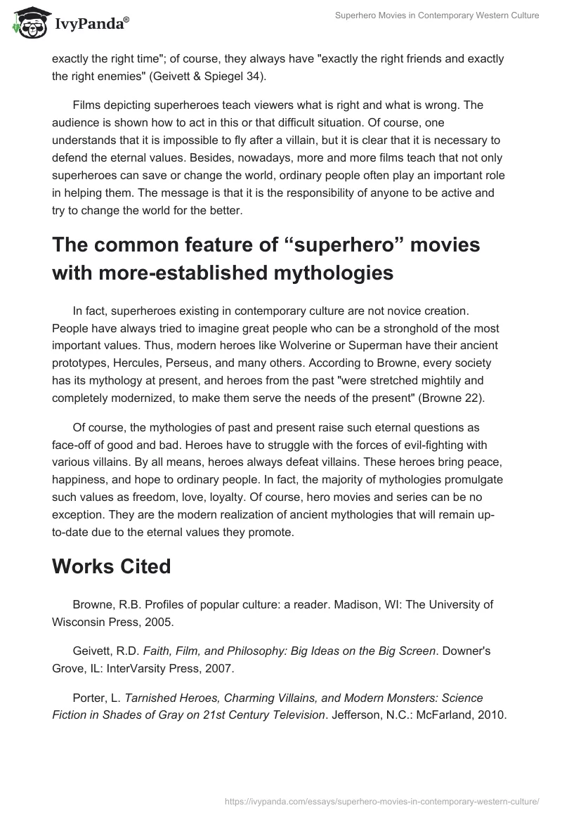 Superhero Movies in Contemporary Western Culture. Page 2