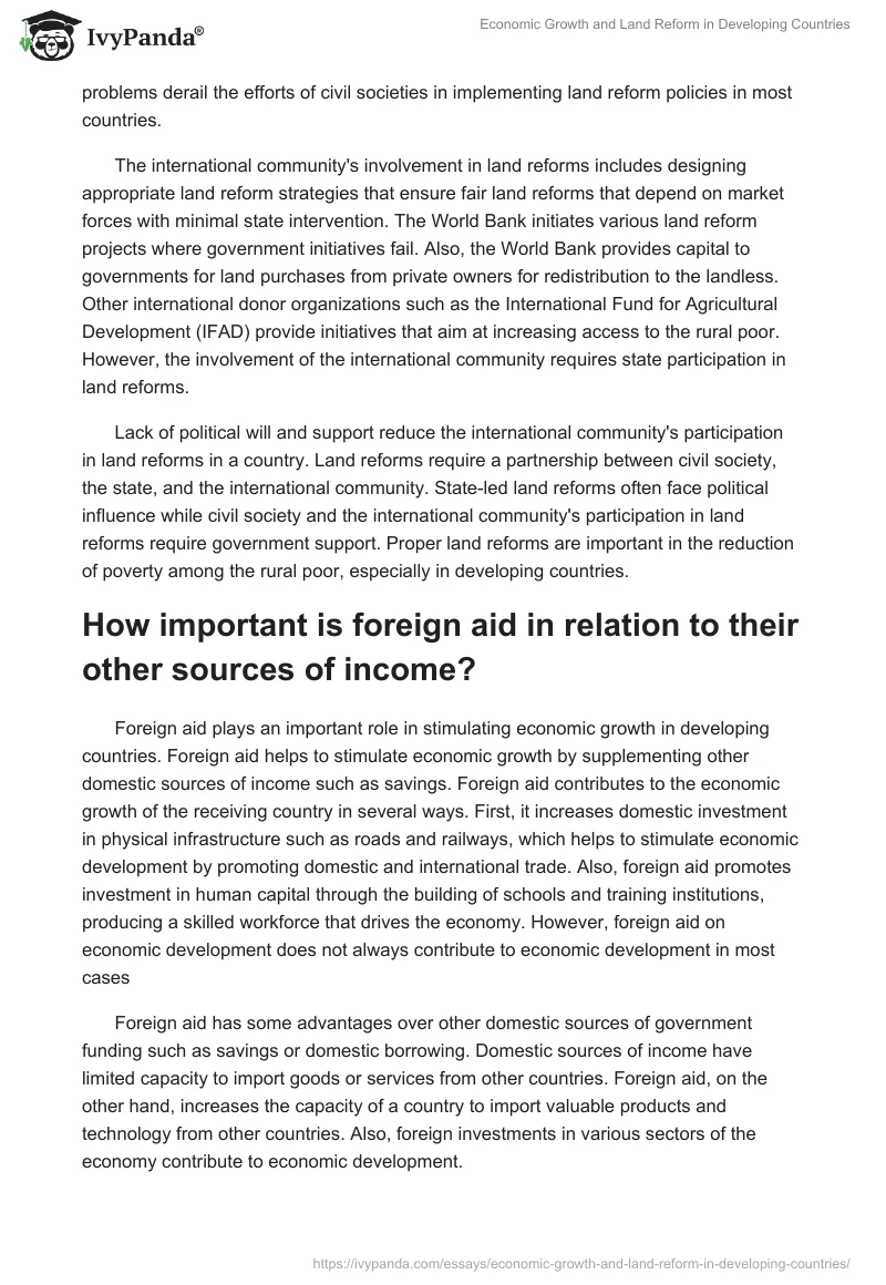 Economic Growth and Land Reform in Developing Countries. Page 2