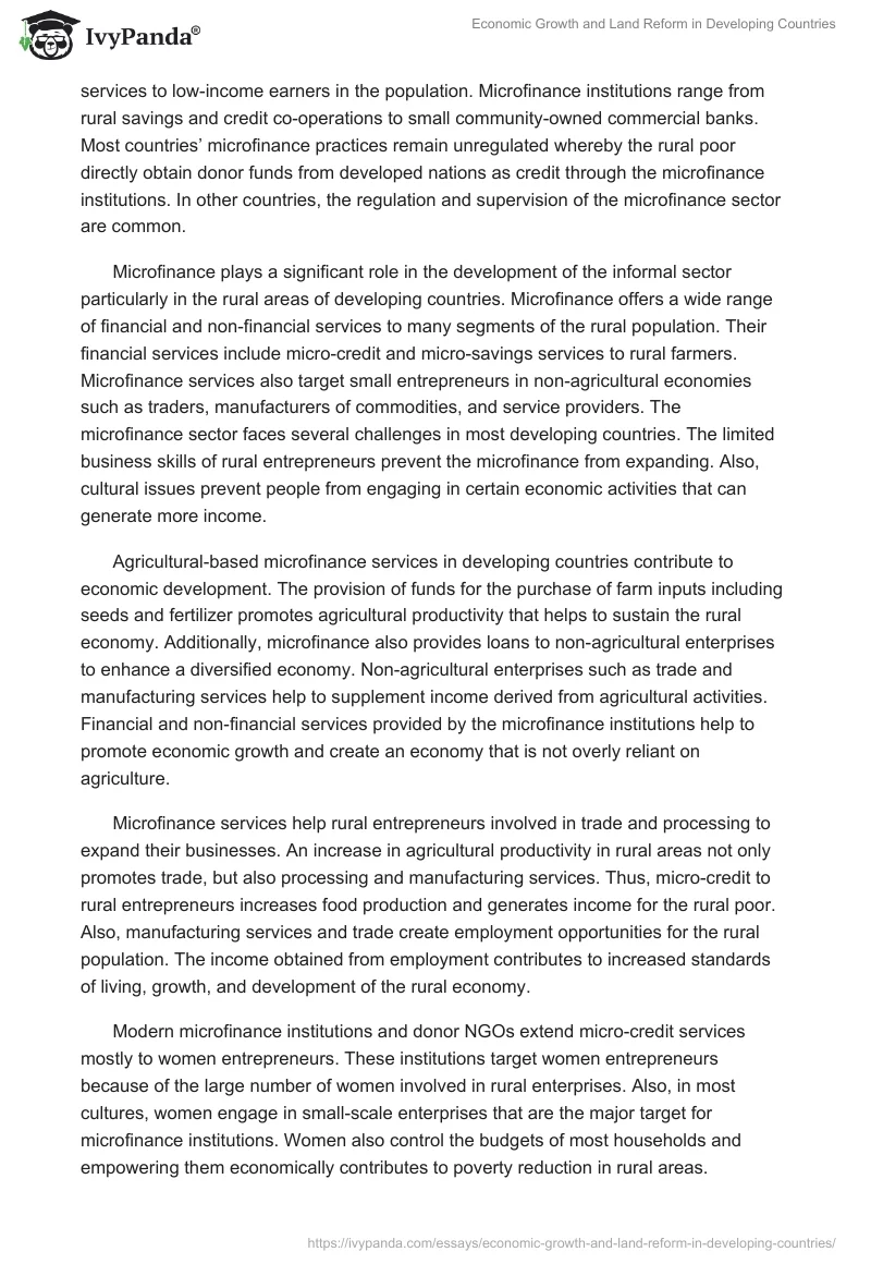 Economic Growth and Land Reform in Developing Countries. Page 4