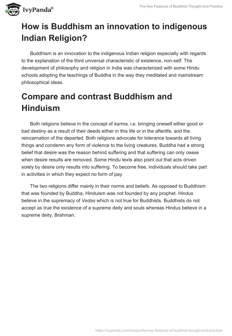 The Key Features of Buddhist Thought and Practice. Page 2