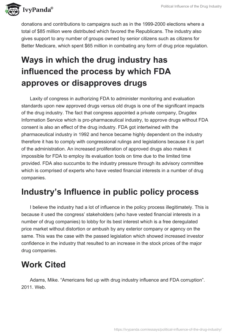 Political Influence of the Drug Industry. Page 2