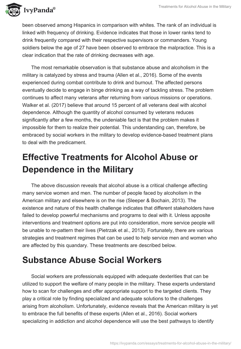 Treatments for Alcohol Abuse in the Military. Page 2