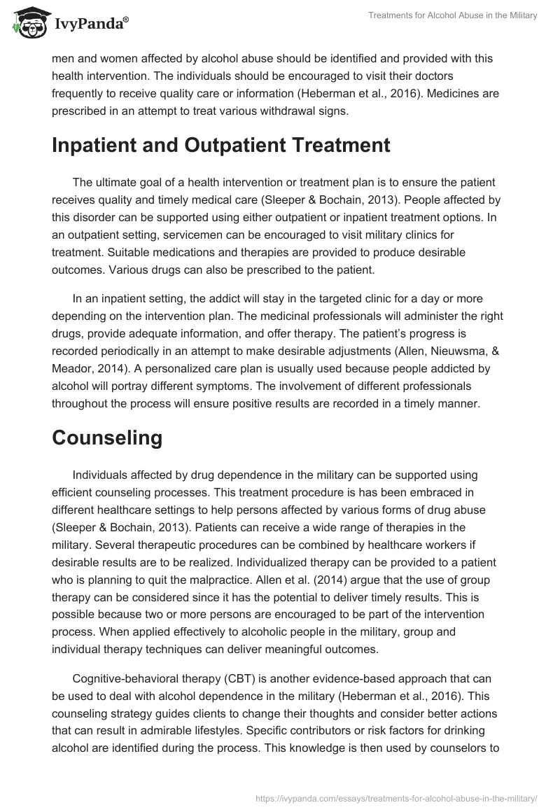Treatments for Alcohol Abuse in the Military. Page 4