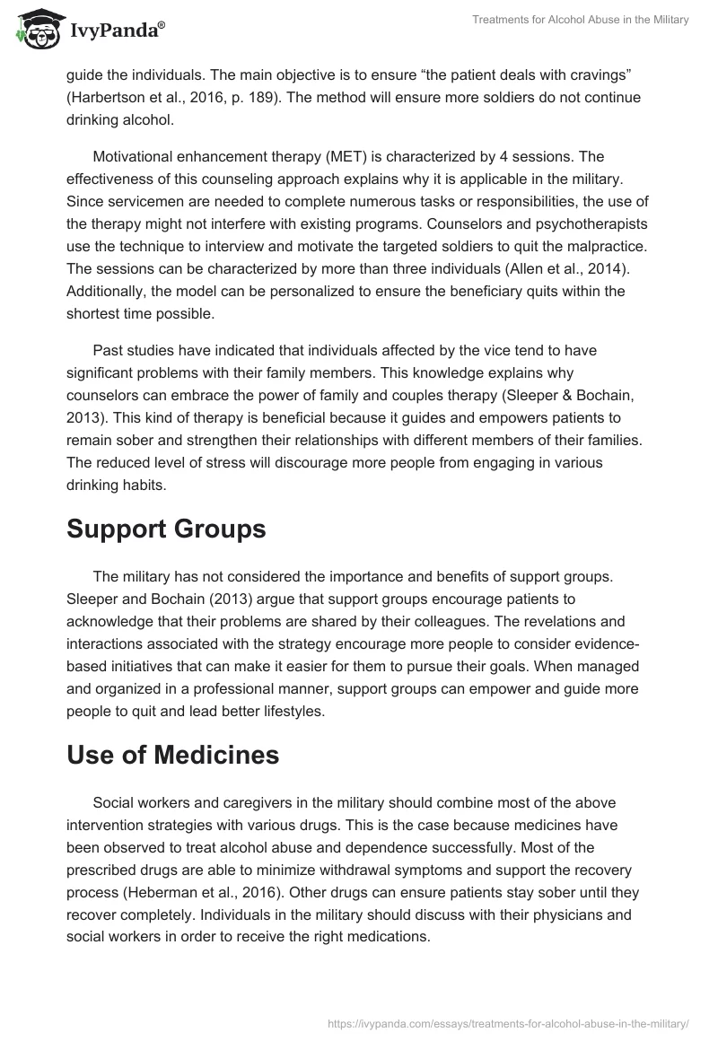 Treatments for Alcohol Abuse in the Military. Page 5