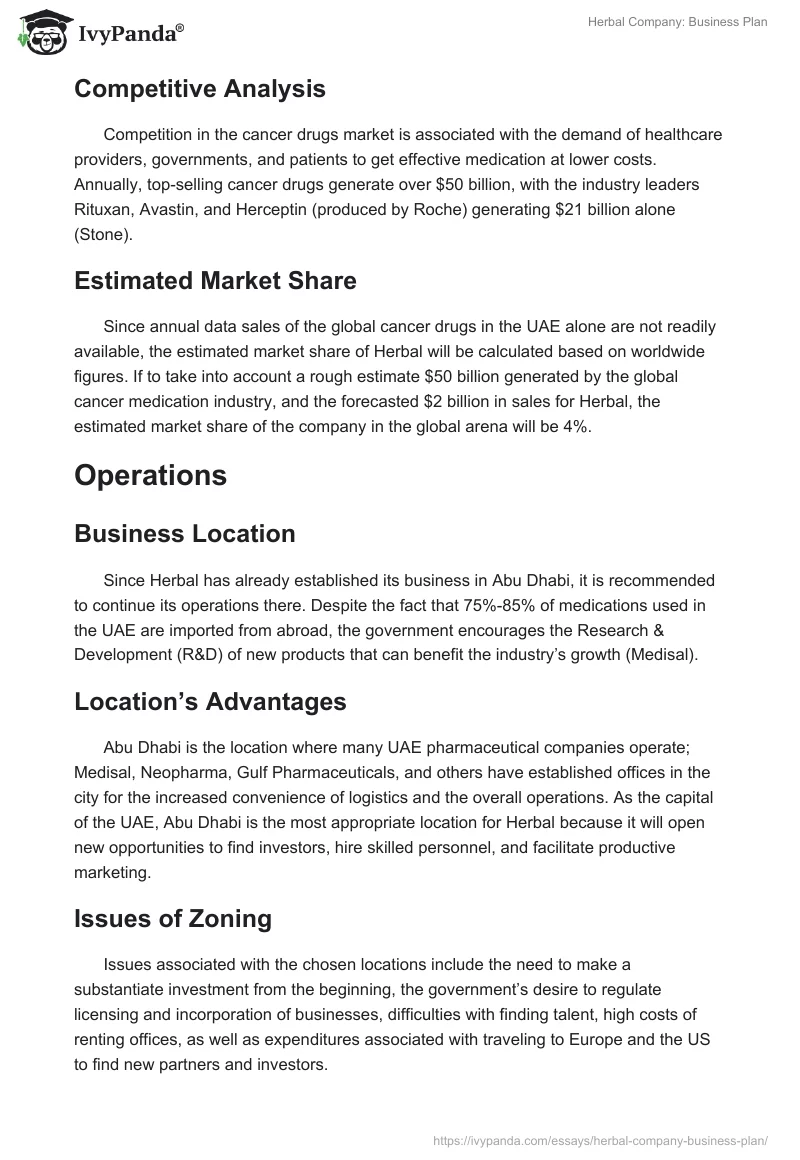 Herbal Company: Business Plan. Page 4