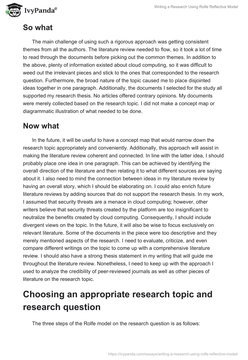 Writing a Research Using Rolfe Reflective Model. Page 2