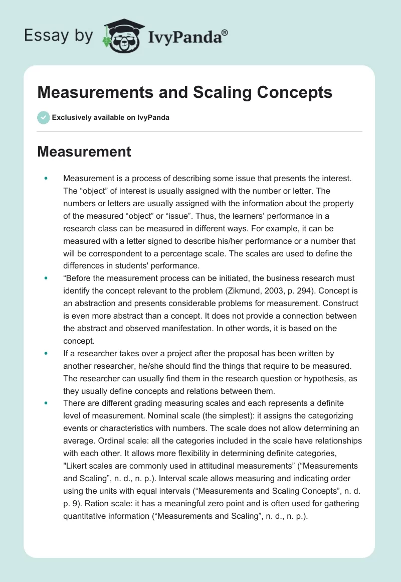 Measurements and Scaling Concepts. Page 1