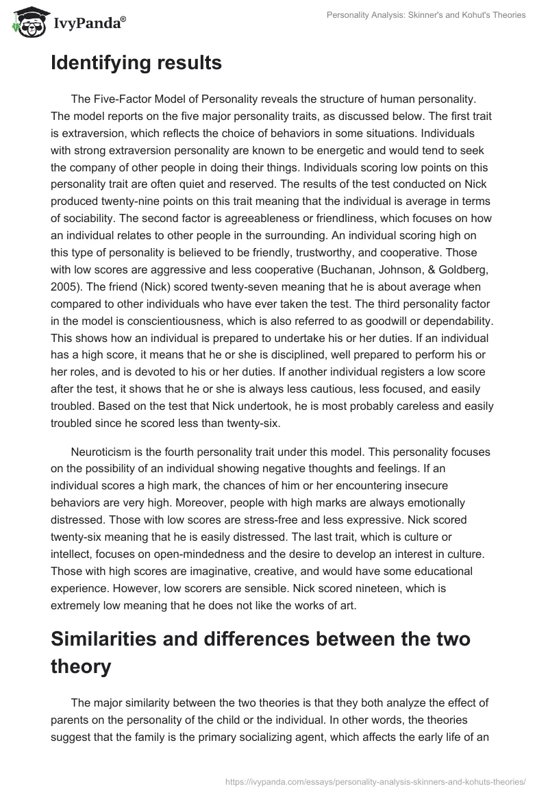 Personality Analysis: Skinner's and Kohut's Theories. Page 3