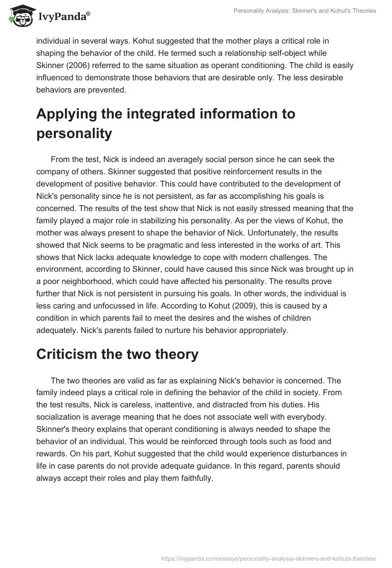 Personality Analysis: Skinner's and Kohut's Theories. Page 4