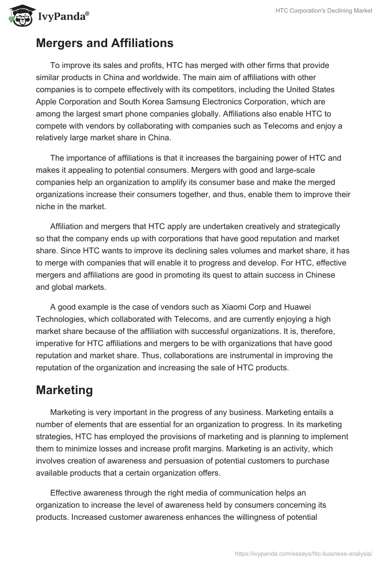 HTC Corporation's Declining Market. Page 3