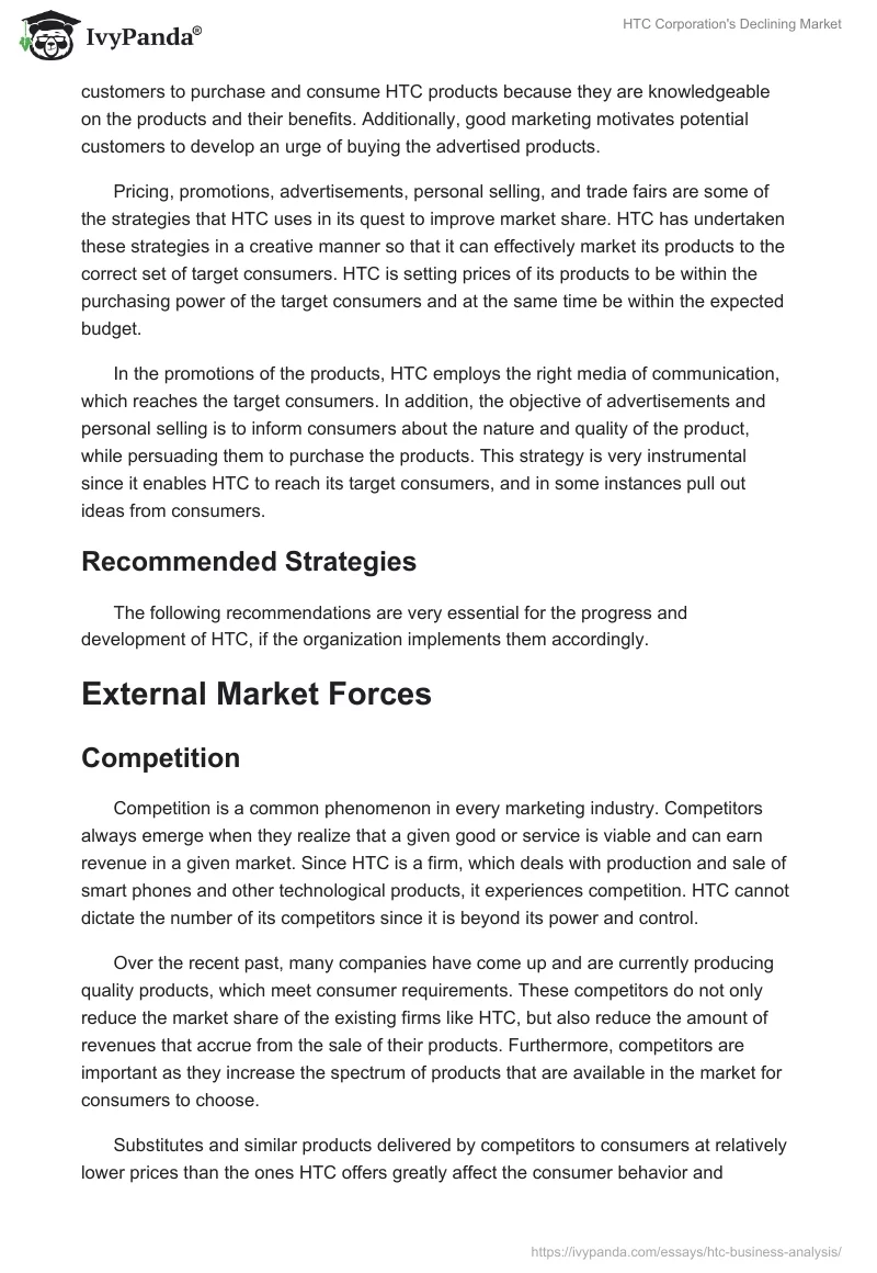 HTC Corporation's Declining Market. Page 4
