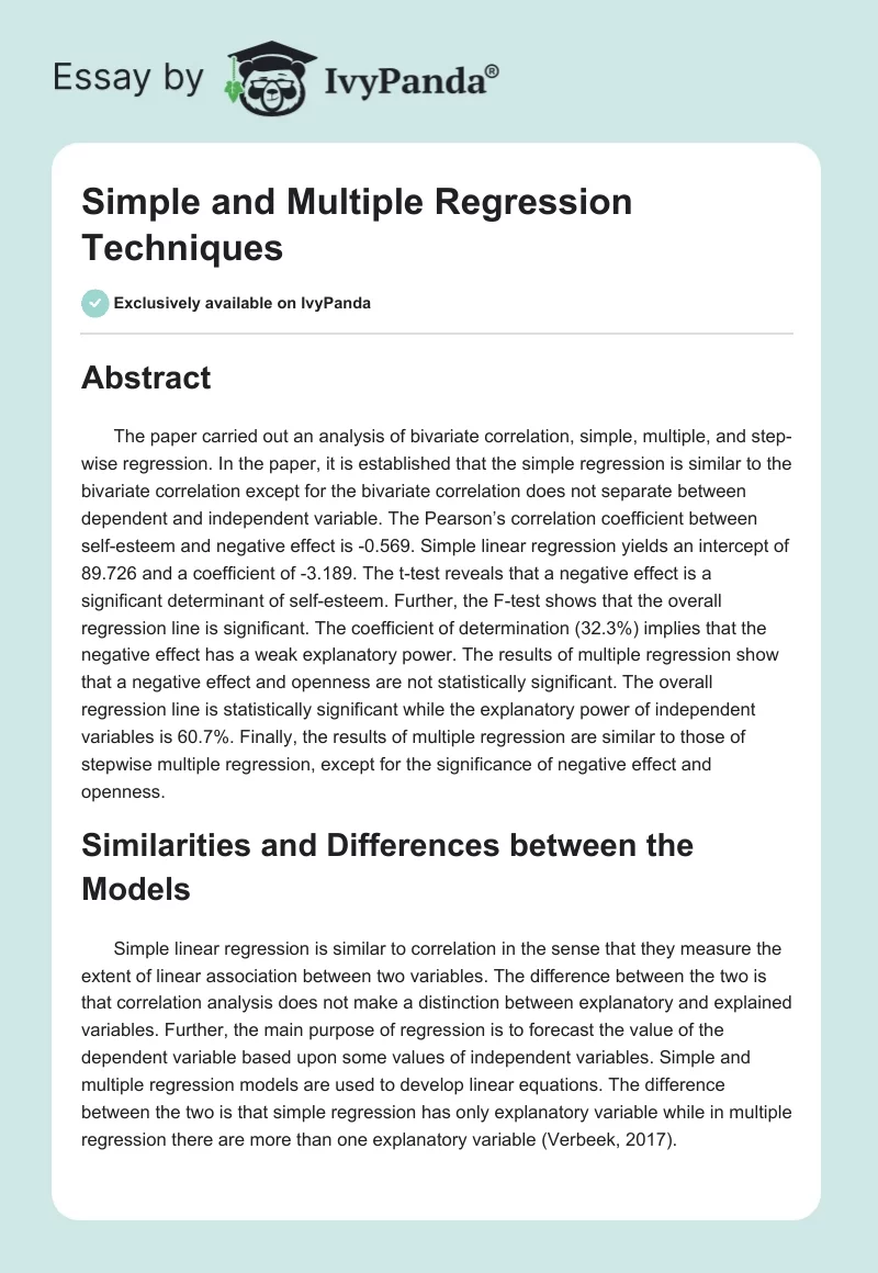 Simple and Multiple Regression Techniques. Page 1