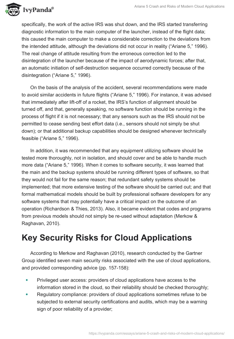 Ariane 5 Crash and Risks of Modern Cloud Applications. Page 2