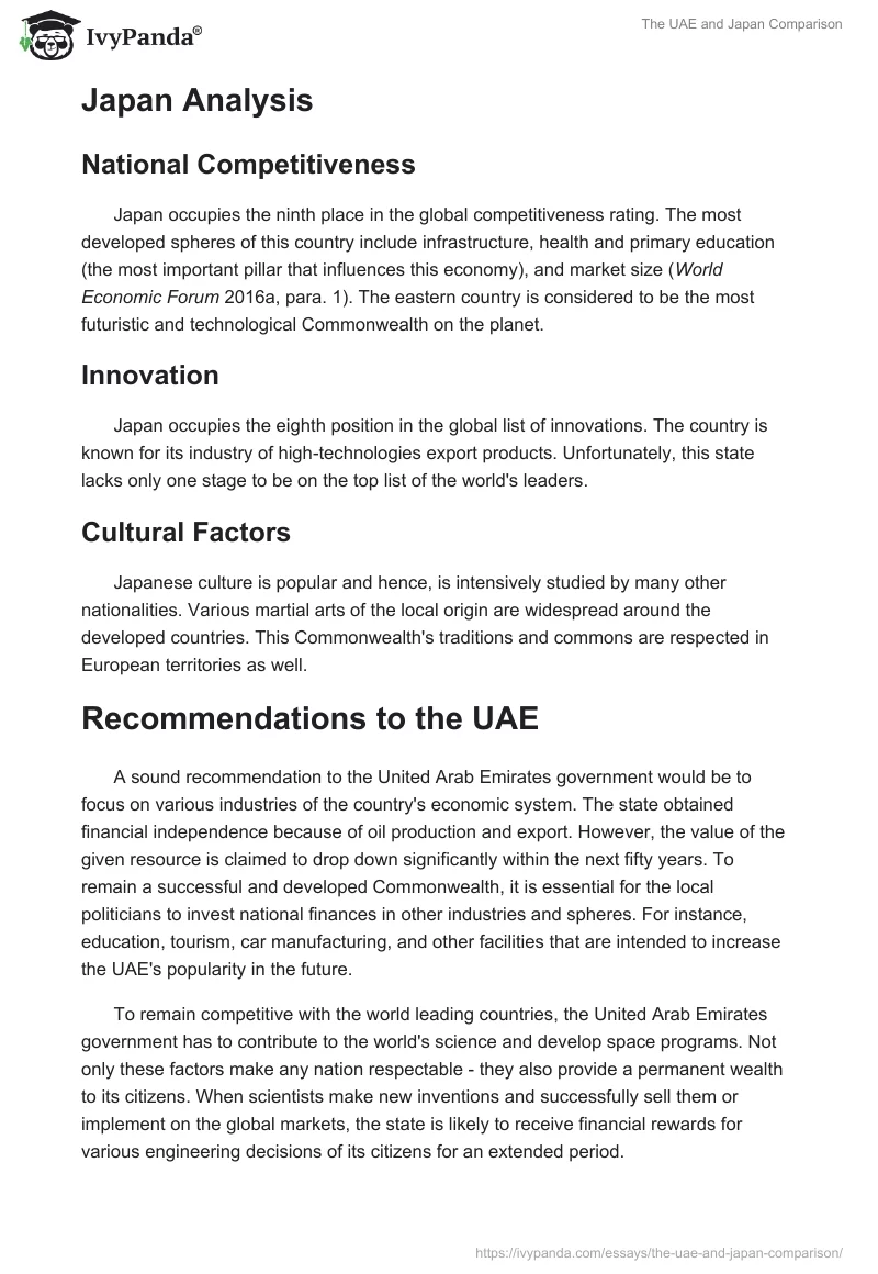 The UAE and Japan Comparison. Page 2